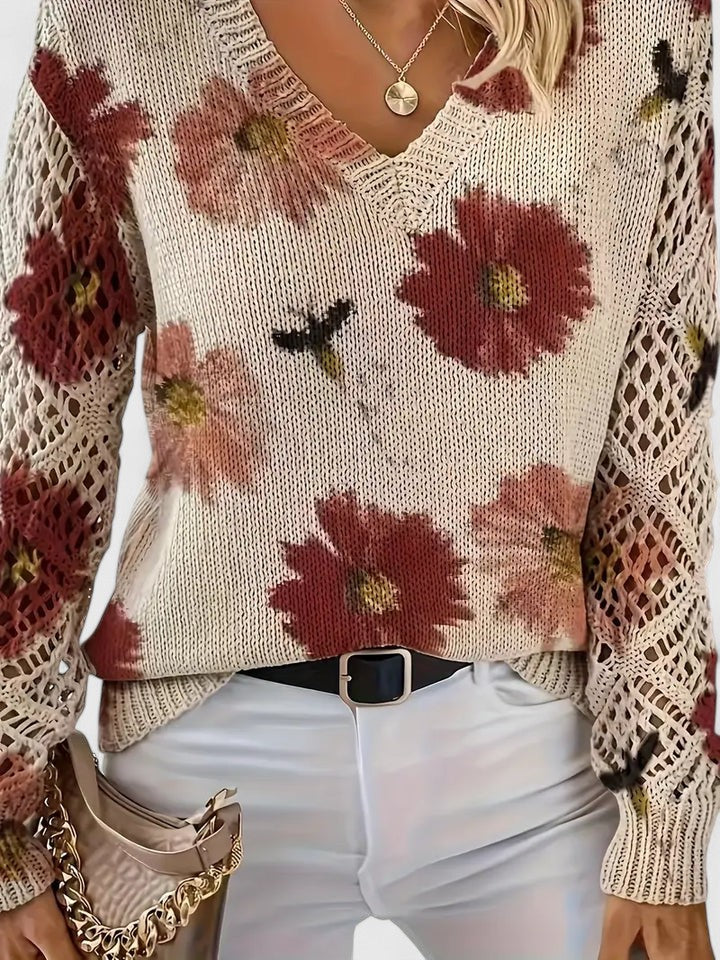 Aurélie™ | Eleganter Pullover Mit Blumenmuster