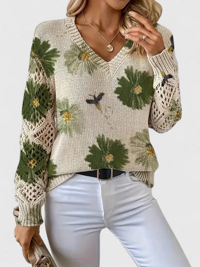 Aurélie™ | Eleganter Pullover Mit Blumenmuster