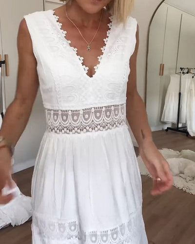 Alexandra™ | Elegantes Weißes Plunge-Kleid