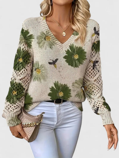 Aurélie™ | Eleganter Pullover Mit Blumenmuster