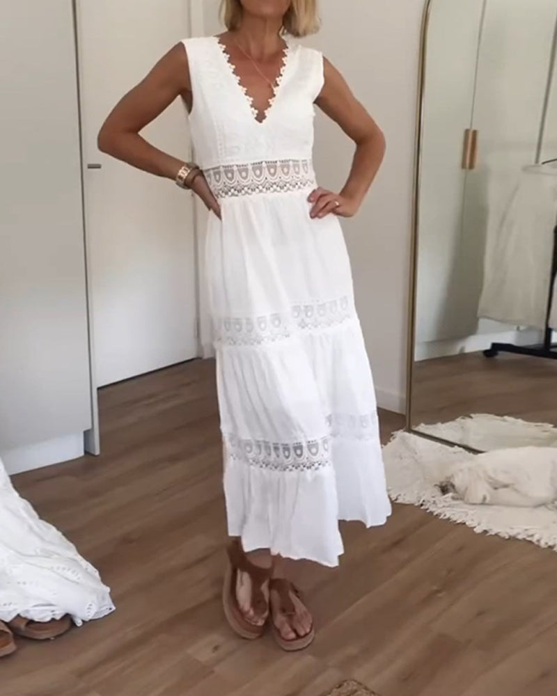 Alexandra™ | Elegantes Weißes Plunge-Kleid