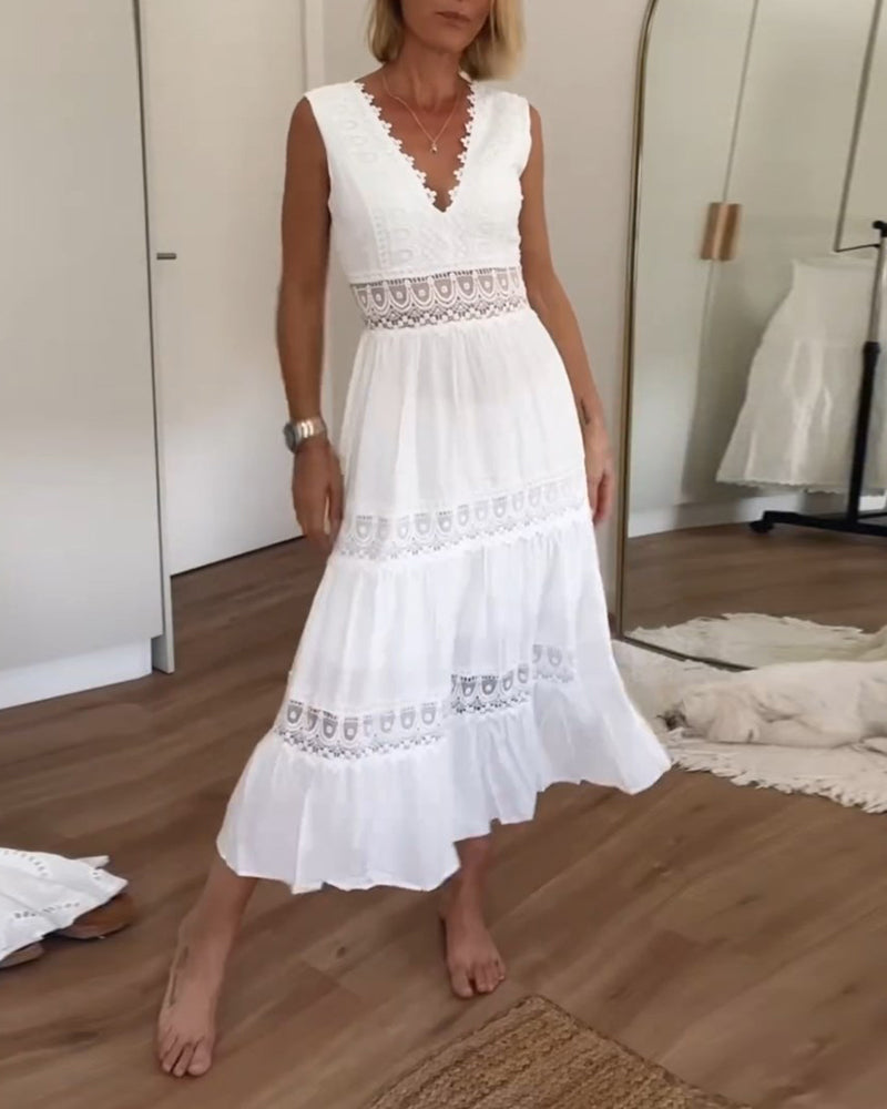 Alexandra™ | Elegantes Weißes Plunge-Kleid