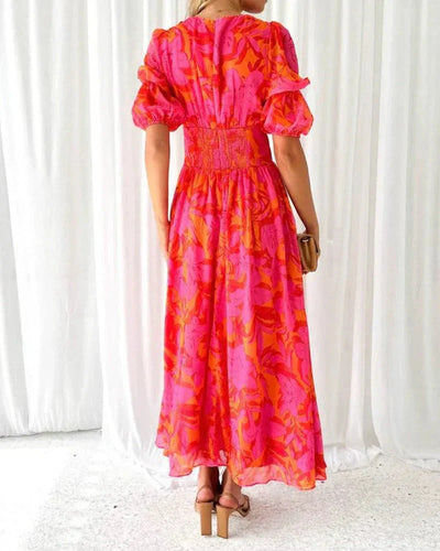 Dakota™ | Elegantes V-Ausschnitt Blumenkleid