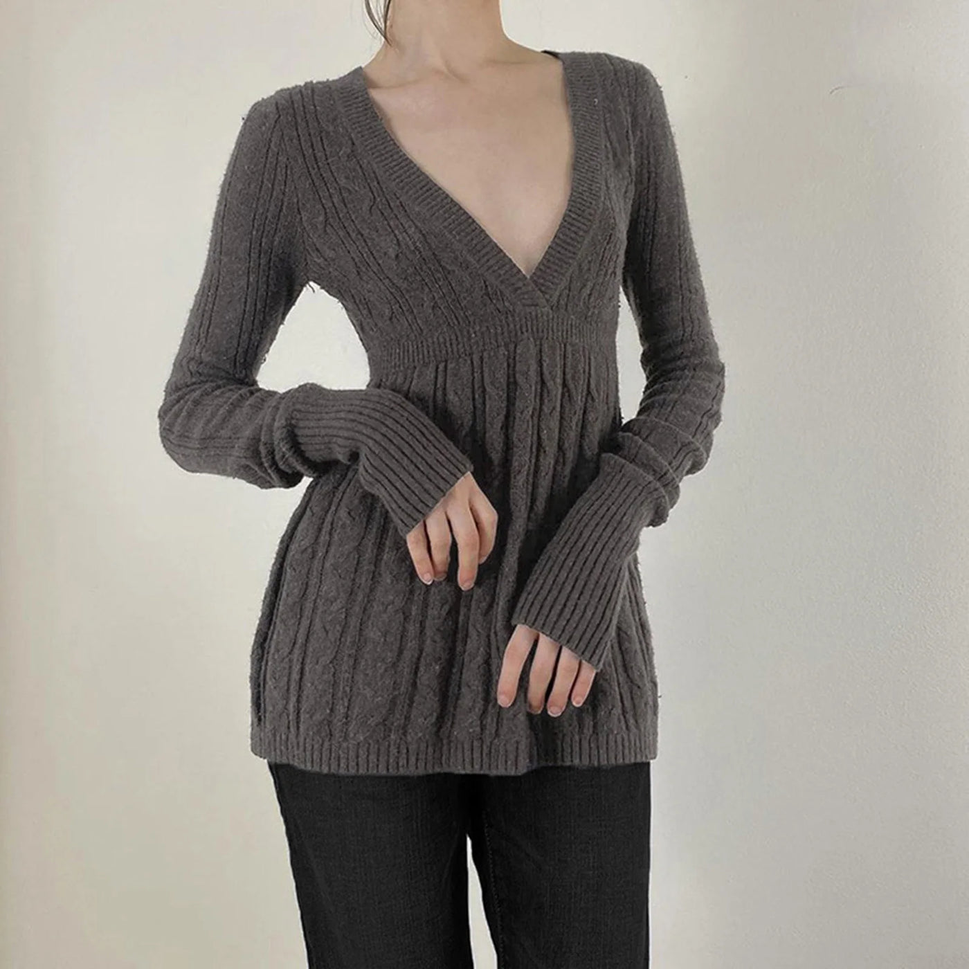 Y2K Kabelstrickpullover™ | Weicher V-Ausschnitt Pullover