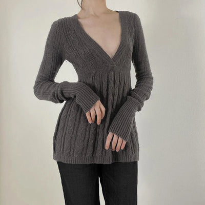 Y2K Kabelstrickpullover™ | Weicher V-Ausschnitt Pullover