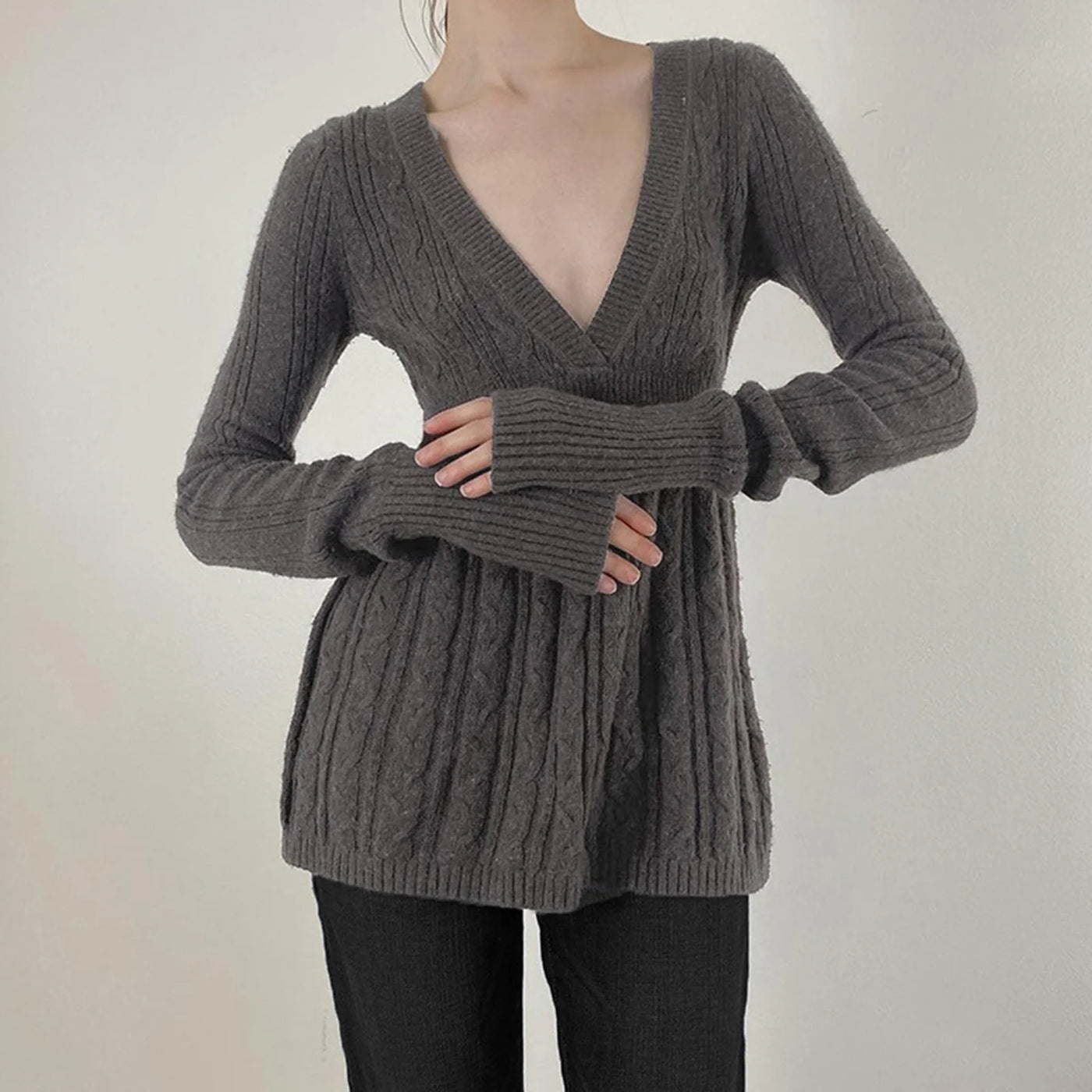 Y2K Kabelstrickpullover™ | Weicher V-Ausschnitt Pullover