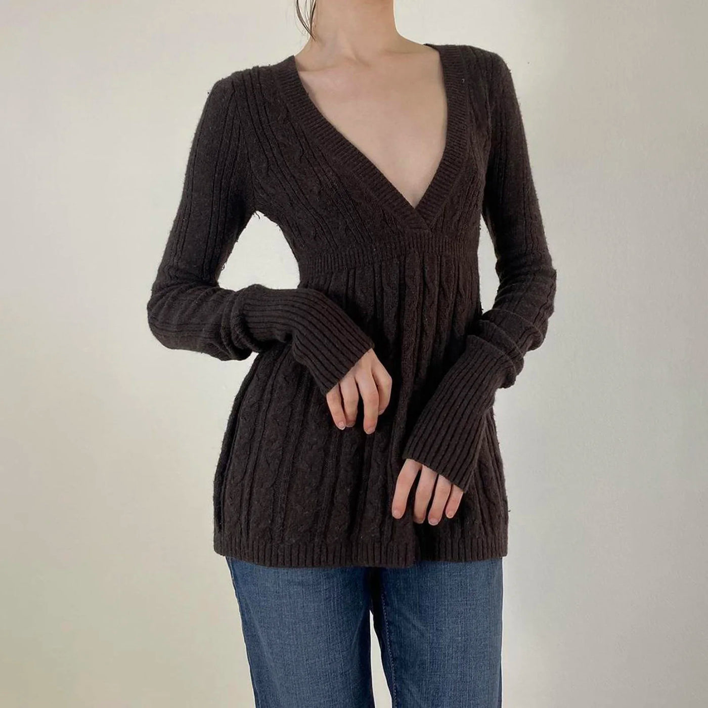 Y2K Kabelstrickpullover™ | Weicher V-Ausschnitt Pullover